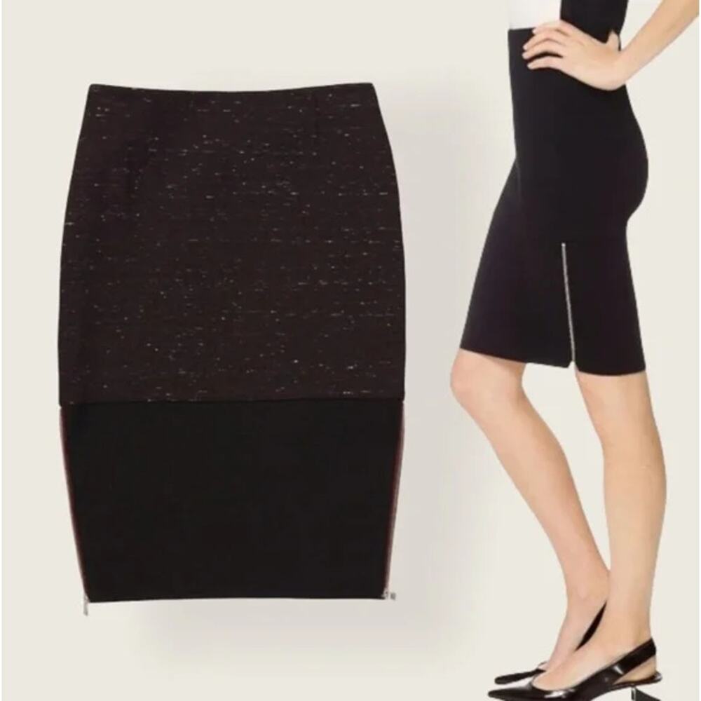 Wilfred Aritzia Contrast Zip Pencil Skirt Women's Size 10 Campagne Black Heather